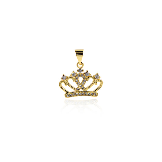 Dainty Gold Crown Charm,Queen Crown Necklace Pendant 18x15mm