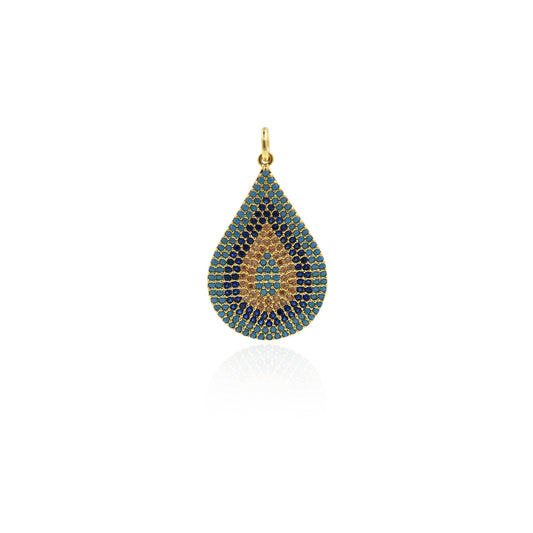 18K Gold Filled Drop Pendant, Micro-paved CZ Drop-Shaped Necklace  17x27mm