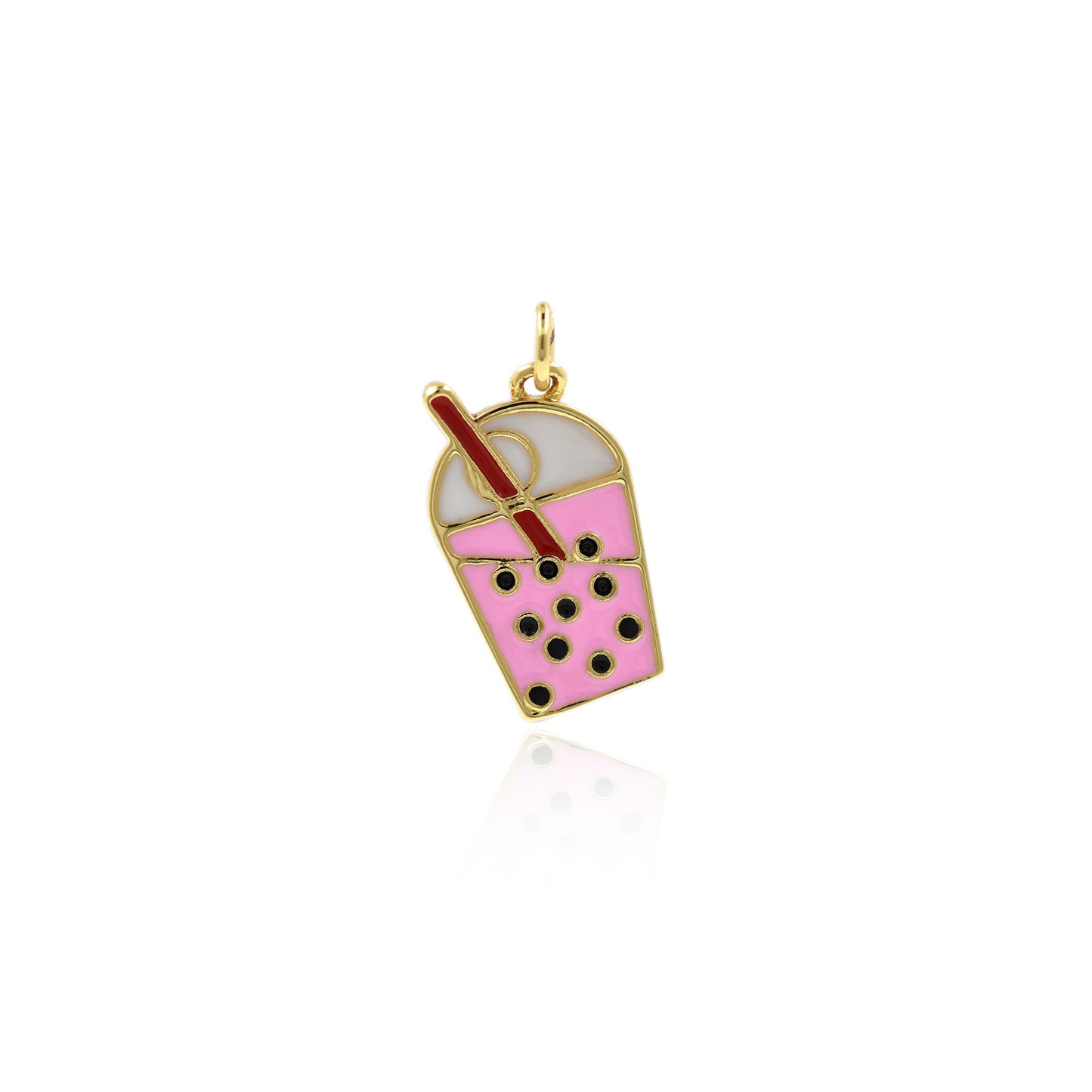 18K Gold Plated Enamel Milk Tea Cup Pendant 12x20mm