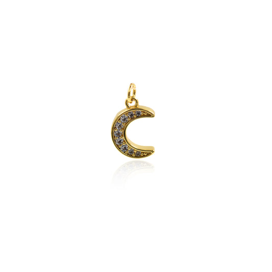 White Crescent Moon Charm,Moon Pendant  15x21mm