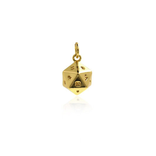 18K Gold Dice Pendant 10x13.5mm