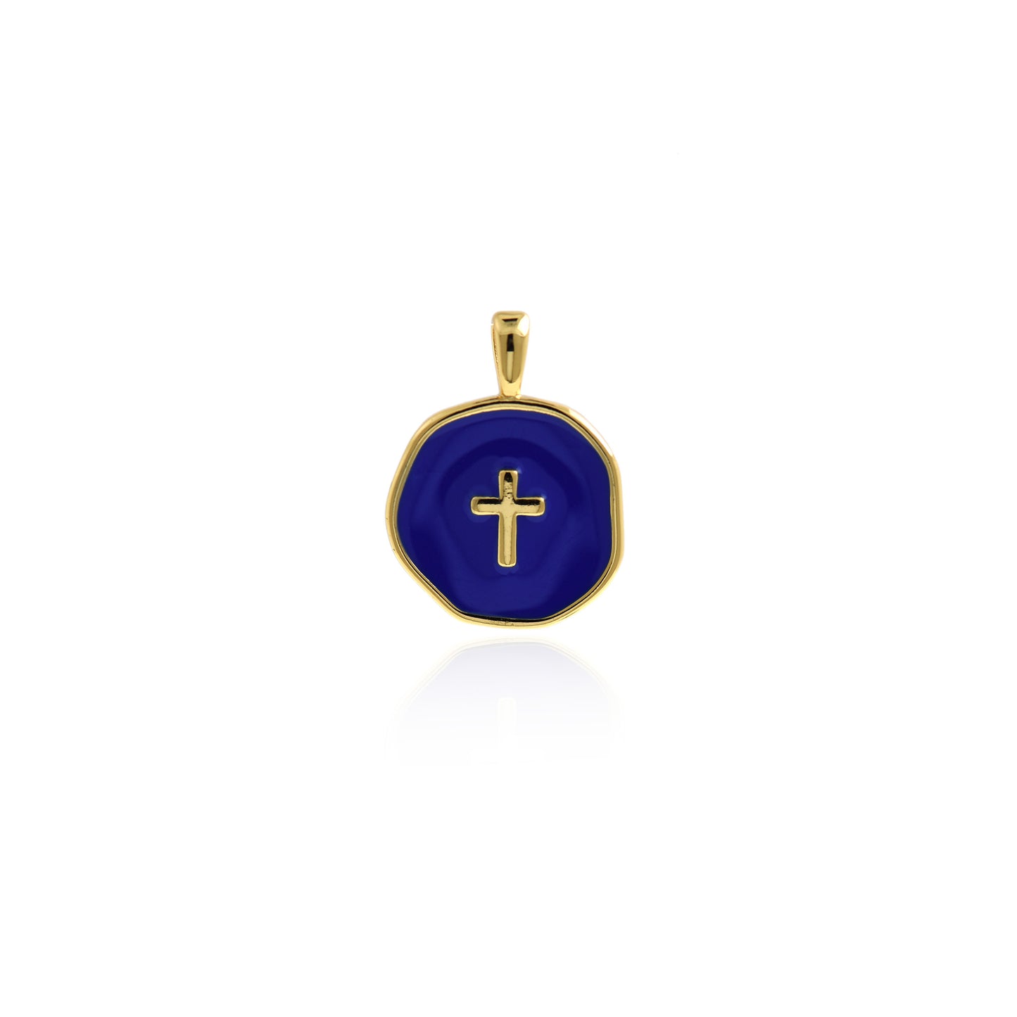 Multicolor Enamel Cross Charm,18k Gold Filled Christian Pendant 18x14mm