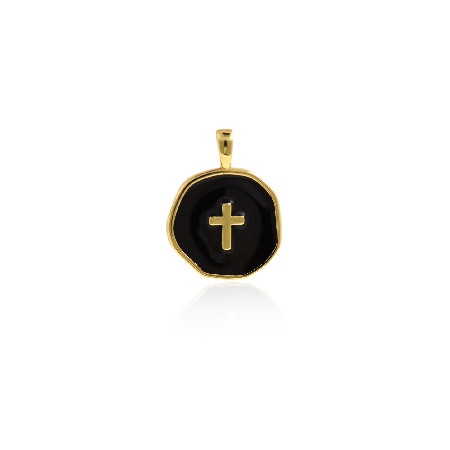 Multicolor Enamel Cross Charm,18k Gold Filled Christian Pendant 18x14mm