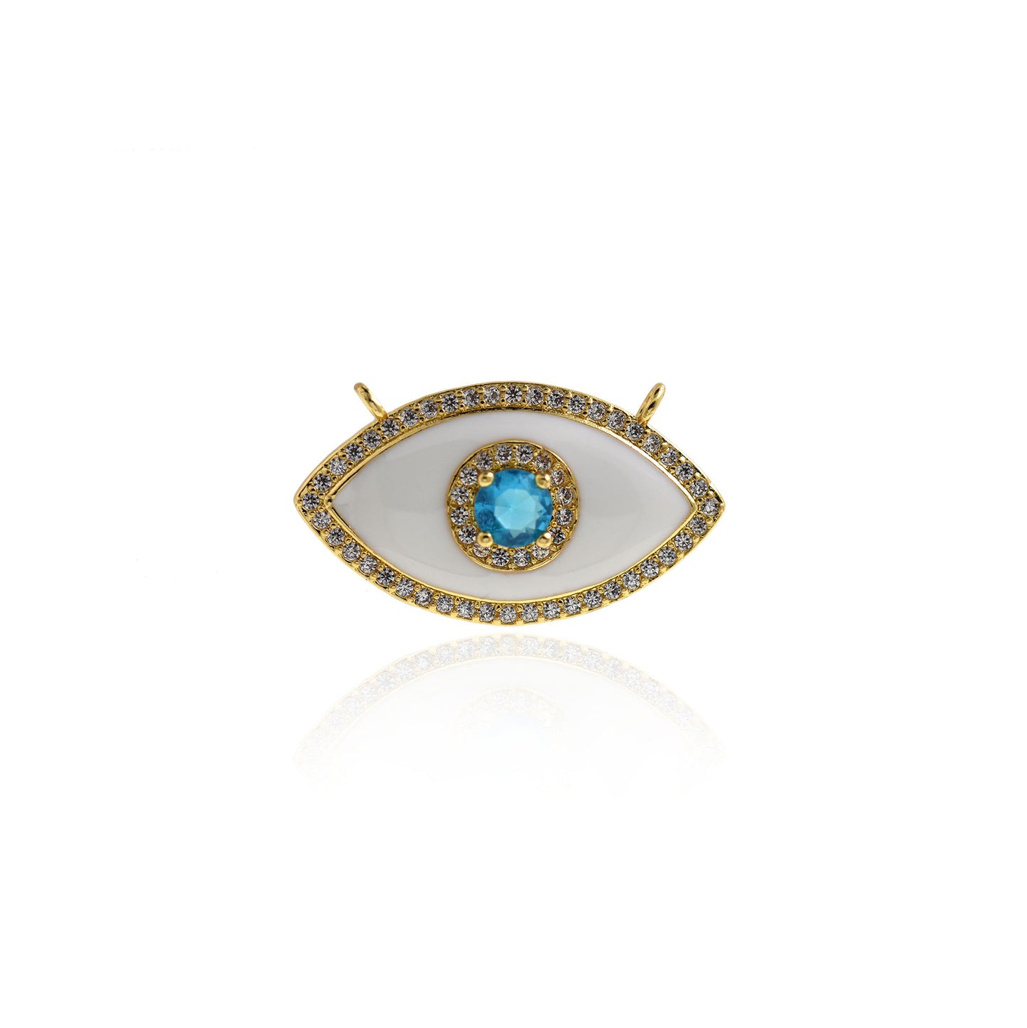 Dainty Enamel Evil Eye Necklace Charm,18k Gold Filled Blue Eye Pendant 30x17.5mm