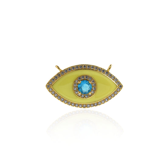 Dainty Enamel Evil Eye Necklace Charm,18k Gold Filled Blue Eye Pendant 30x17.5mm