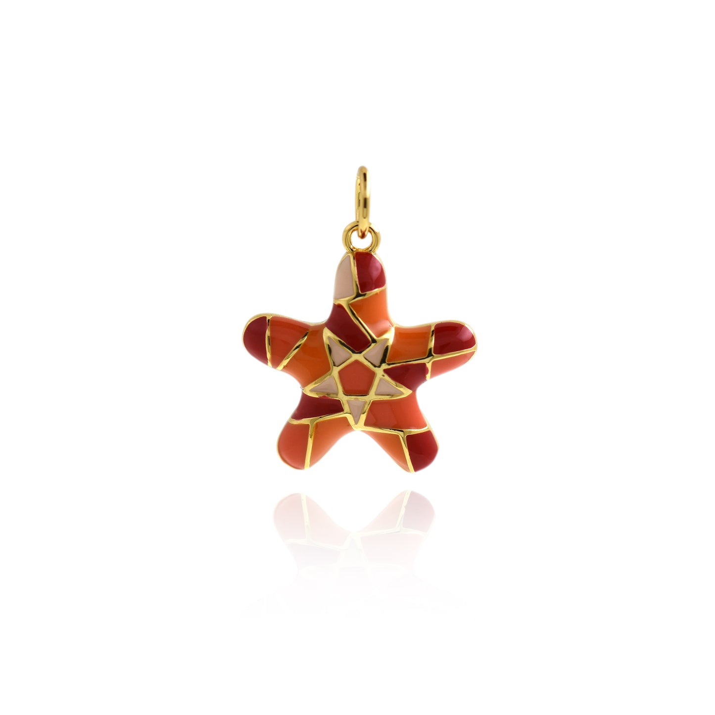 18K Filled Gold Enamel Lucky Star Pendant 18x16.5mm