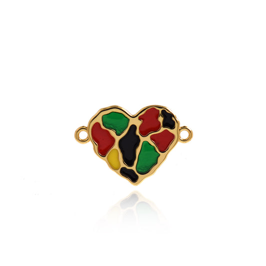 Gold Plated Enamel Heart Connector 19x13mm