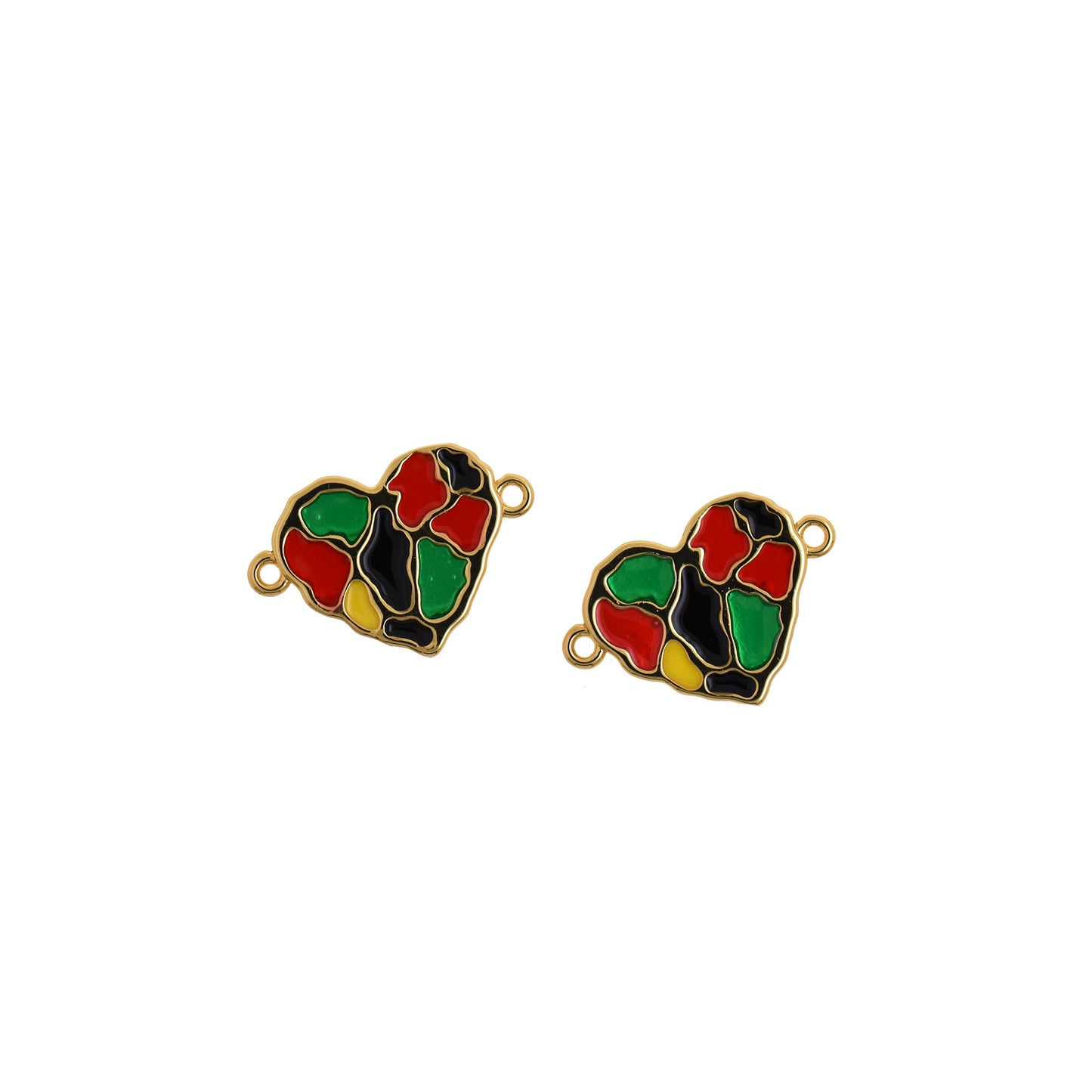 Gold Plated Enamel Heart Connector 19x13mm