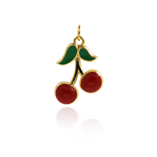 Cute Enamel Cherry Pendant 22x15mm