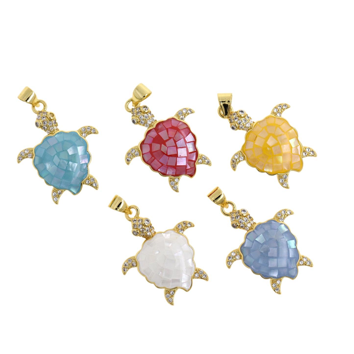 Colorful Shell Turtle Charms,18K Gold Filled Sea Animal Pendant 26x21mm