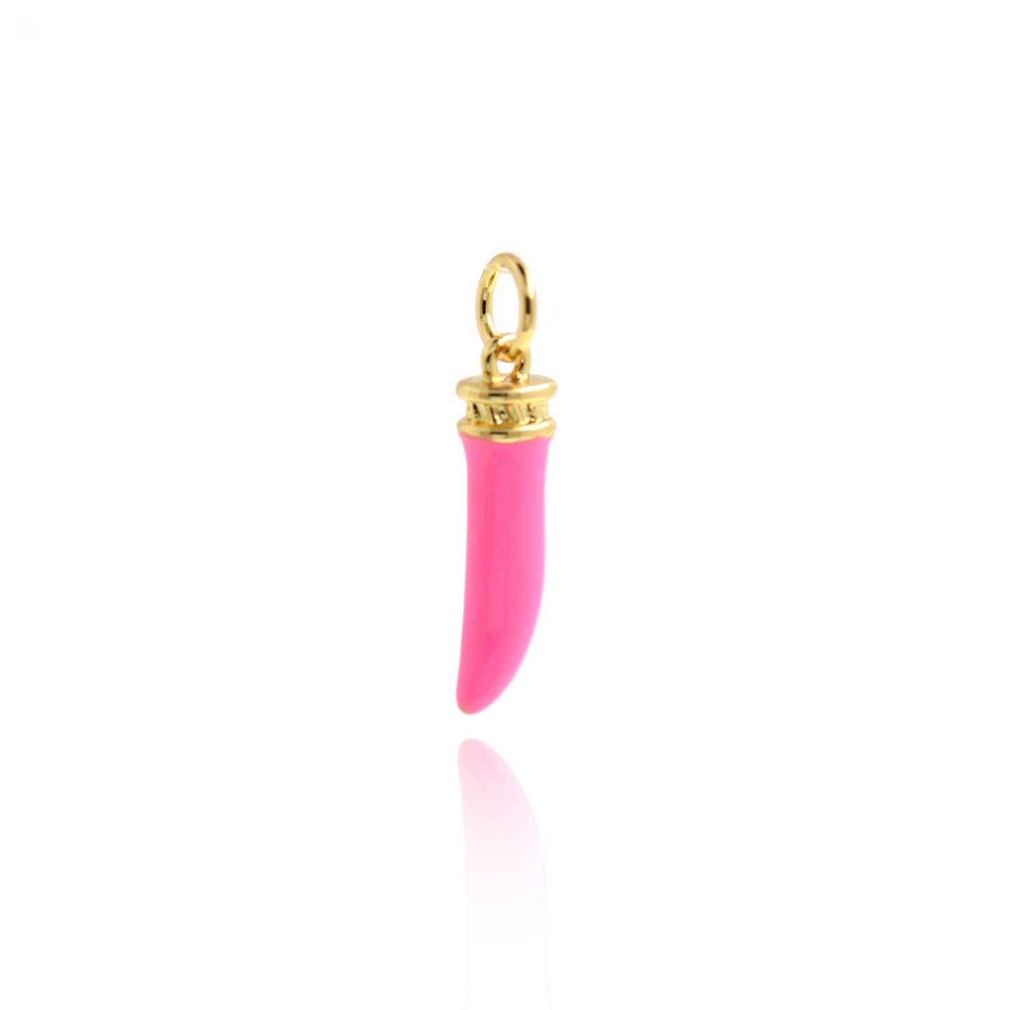 Dainty Gold Italian Luck Horn Pendant 17.5x5mm