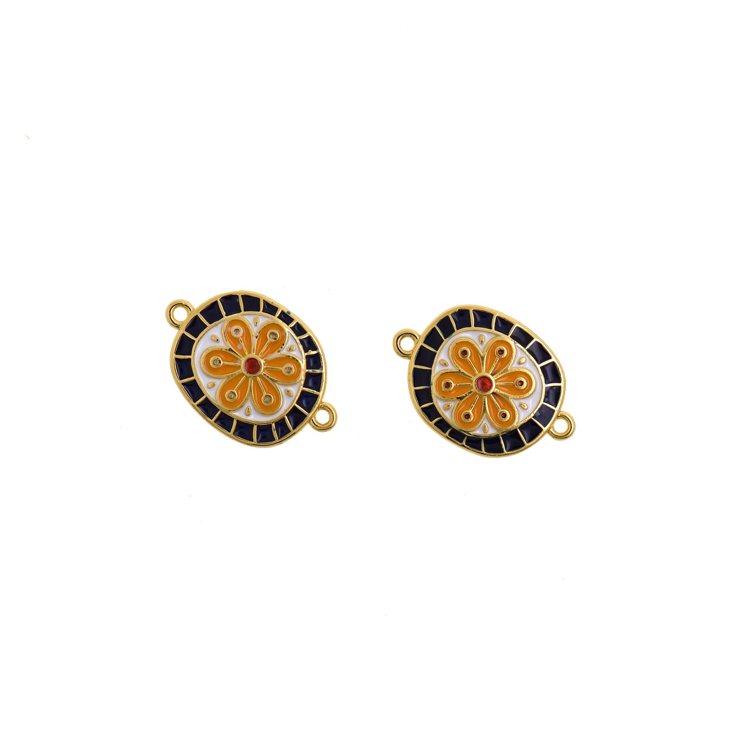 18K Filled Gold Cute Orange Connector 19.5x13.5mm