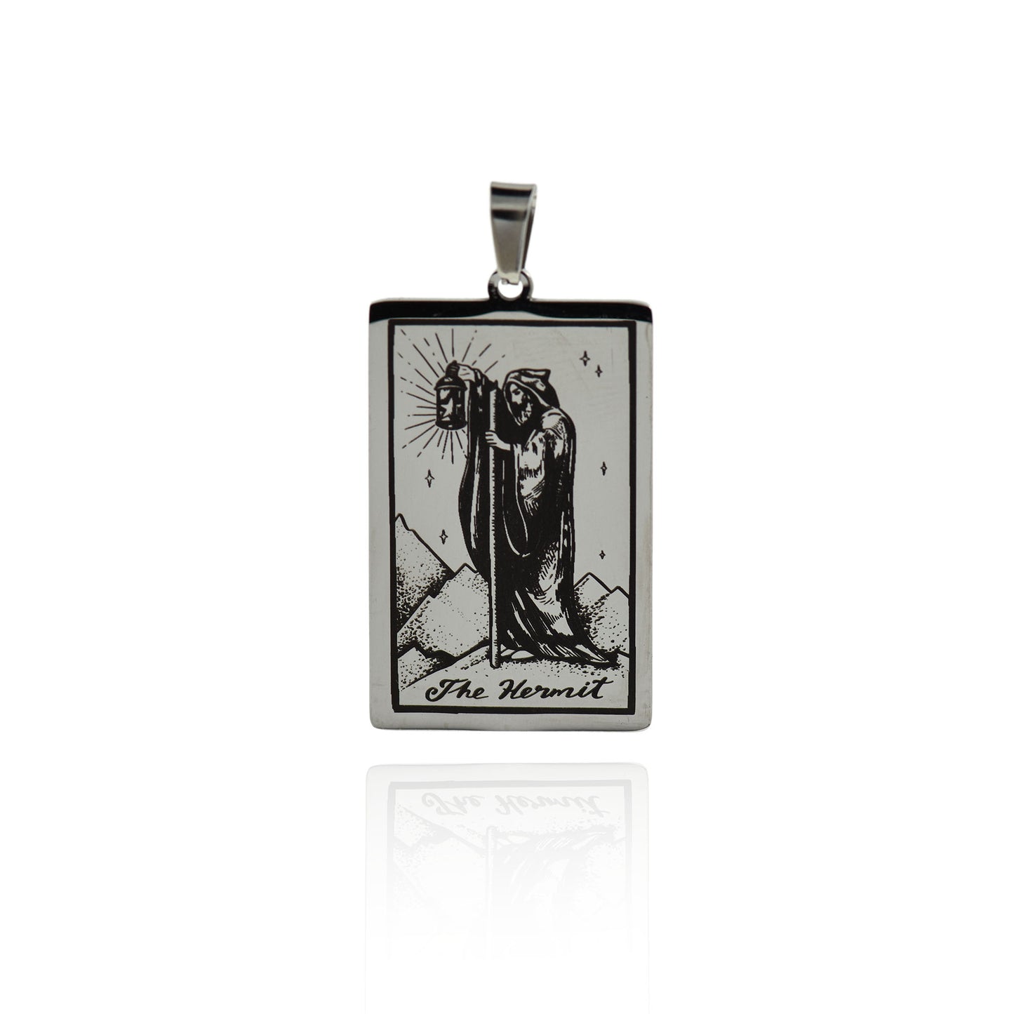 Stainless Steel Tarot Card Necklace Pendant 24x46mm