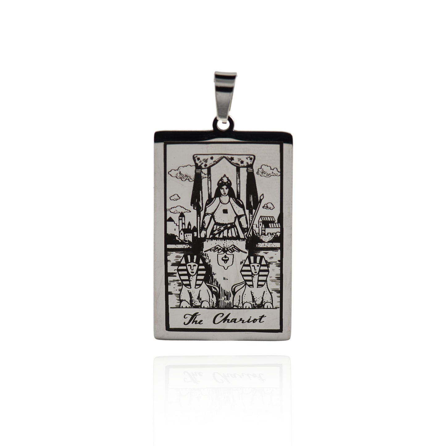 Stainless Steel Tarot Card Necklace Pendant 24x46mm