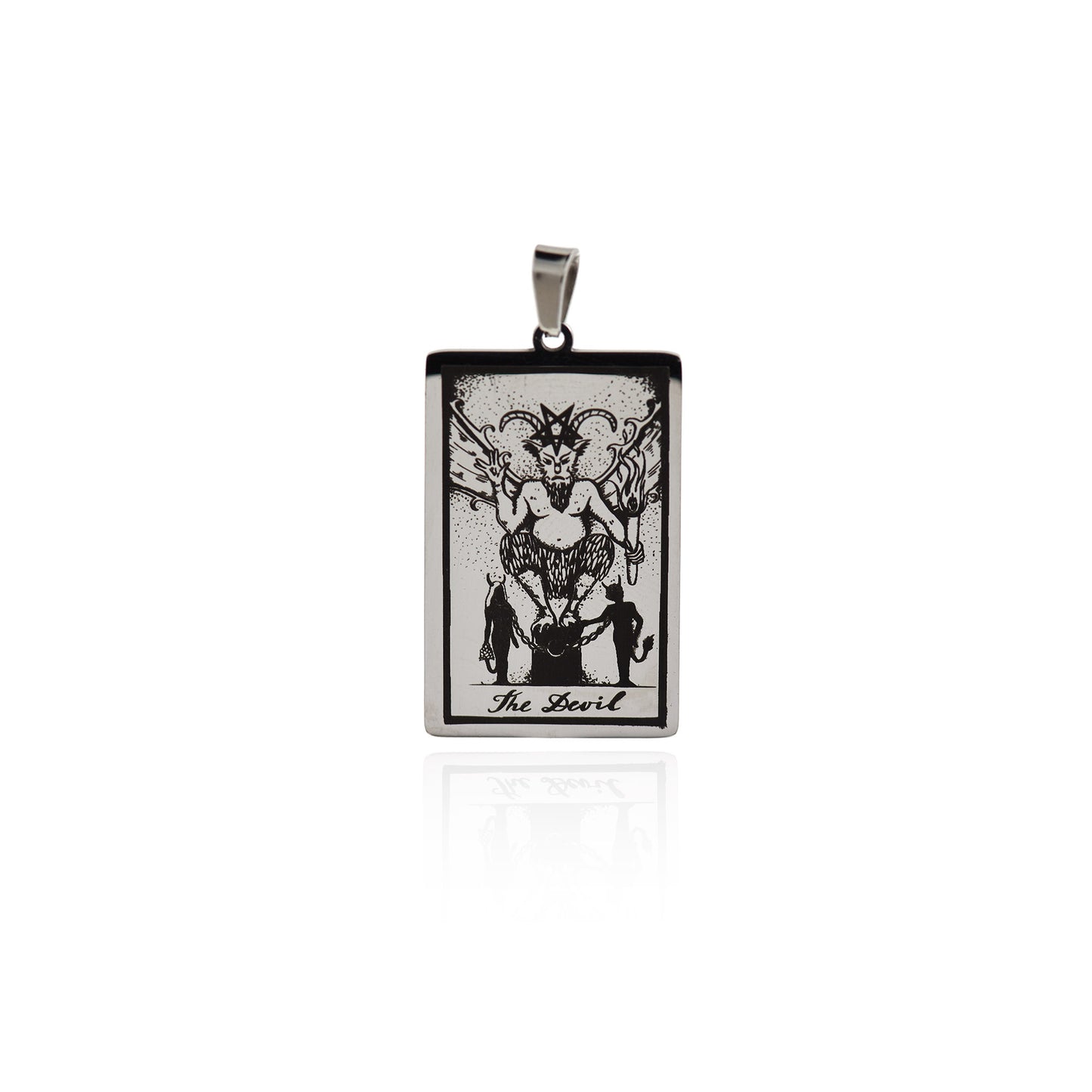 Stainless Steel Tarot Card Necklace Pendant 24x46mm