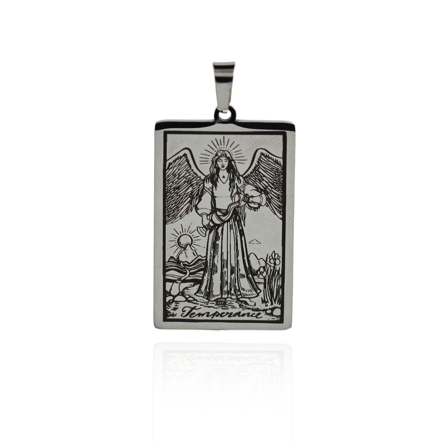 Stainless Steel Tarot Card Necklace Pendant 24x46mm