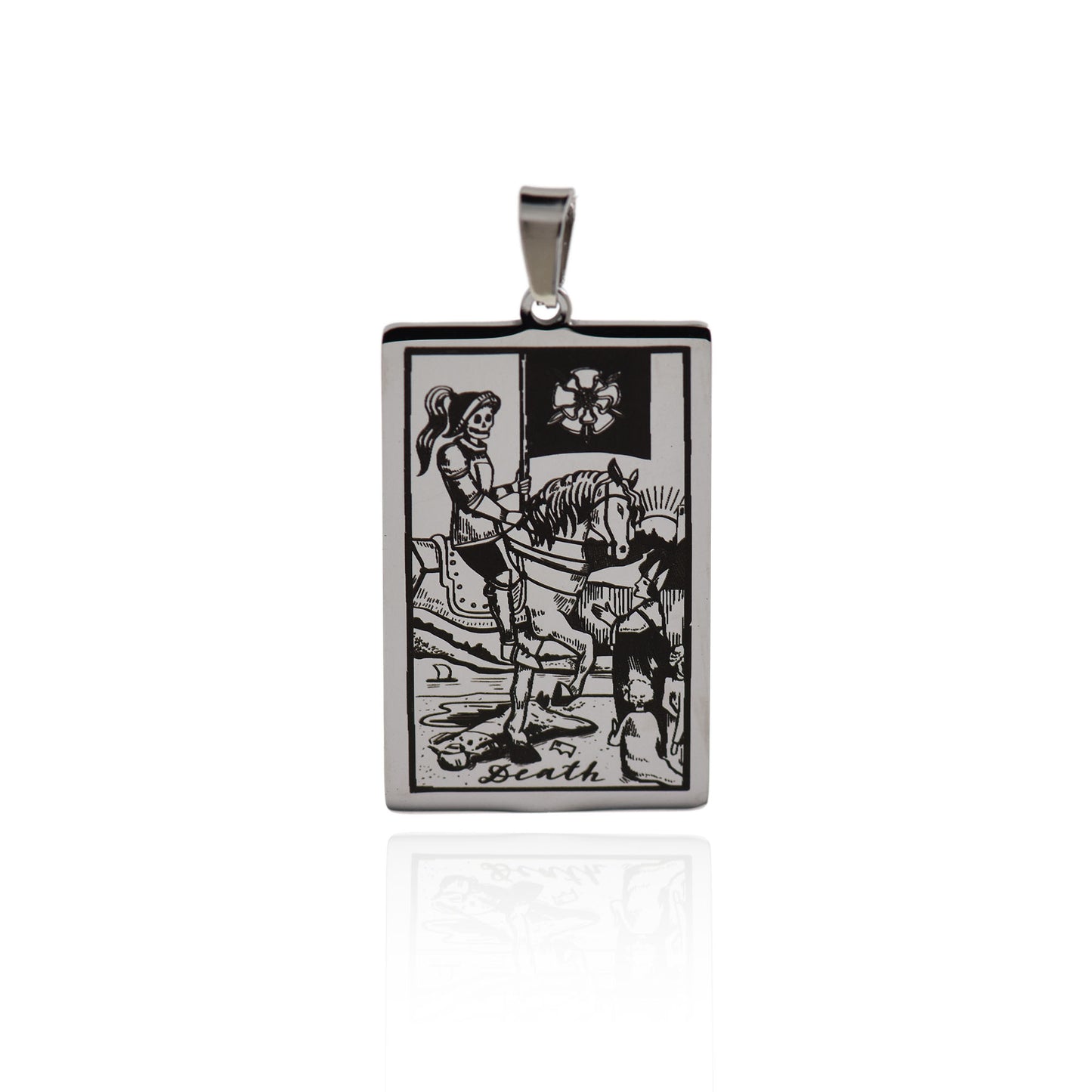 Stainless Steel Tarot Card Necklace Pendant 24x46mm