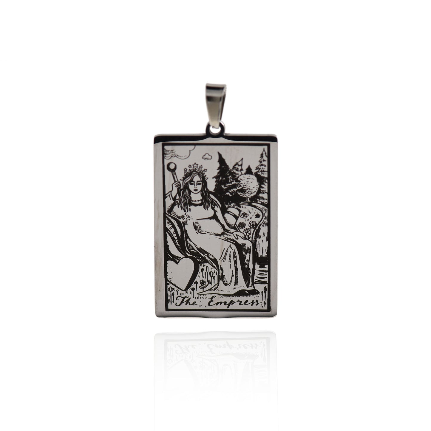 Stainless Steel Tarot Card Necklace Pendant 24x46mm