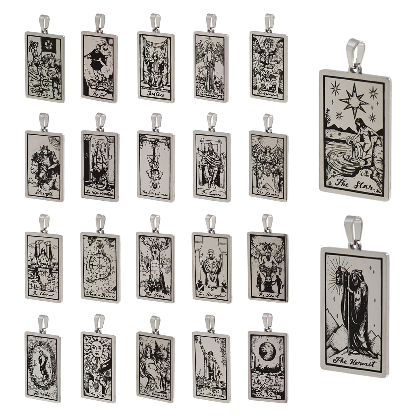 Stainless Steel Tarot Card Necklace Pendant 24x46mm