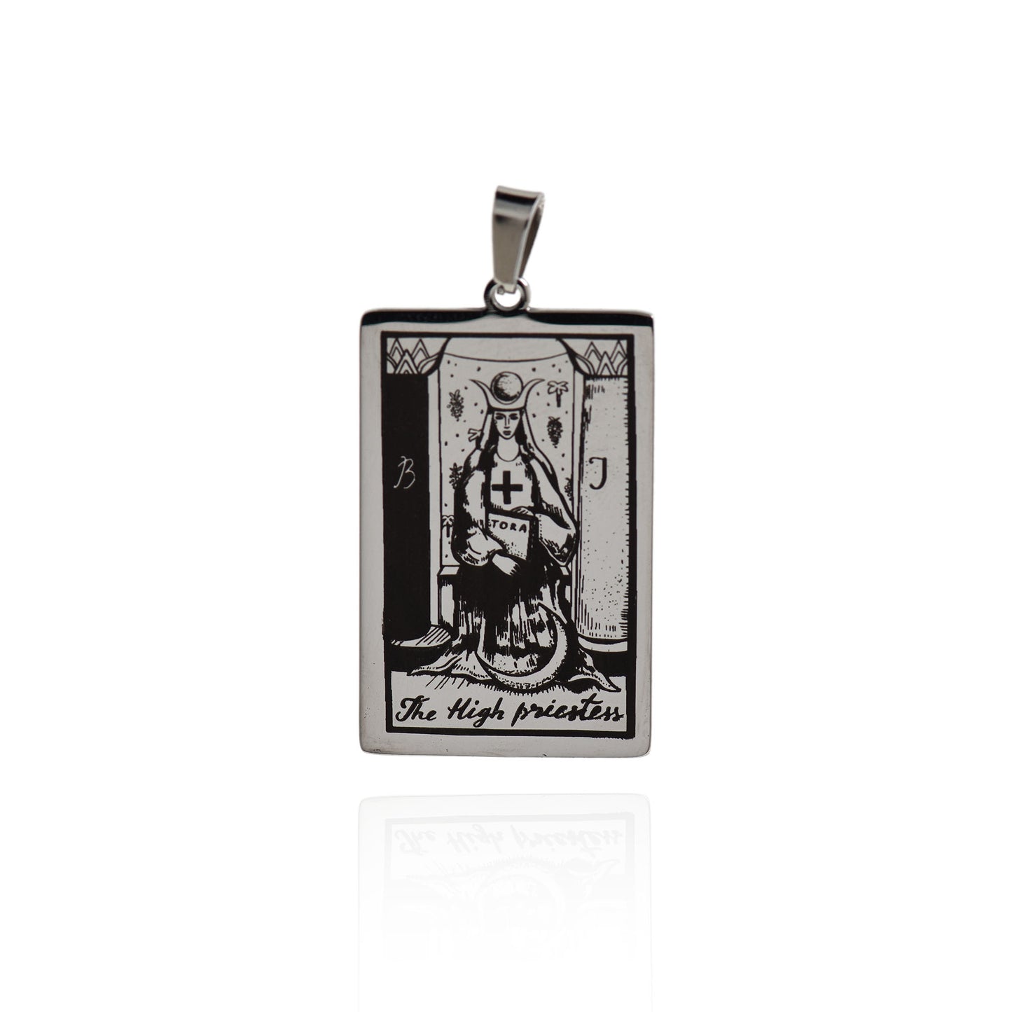 Stainless Steel Tarot Card Necklace Pendant 24x46mm