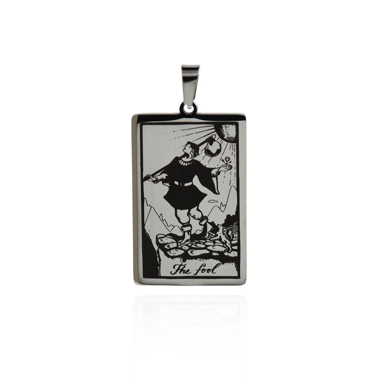 Stainless Steel Tarot Card Necklace Pendant 24x46mm