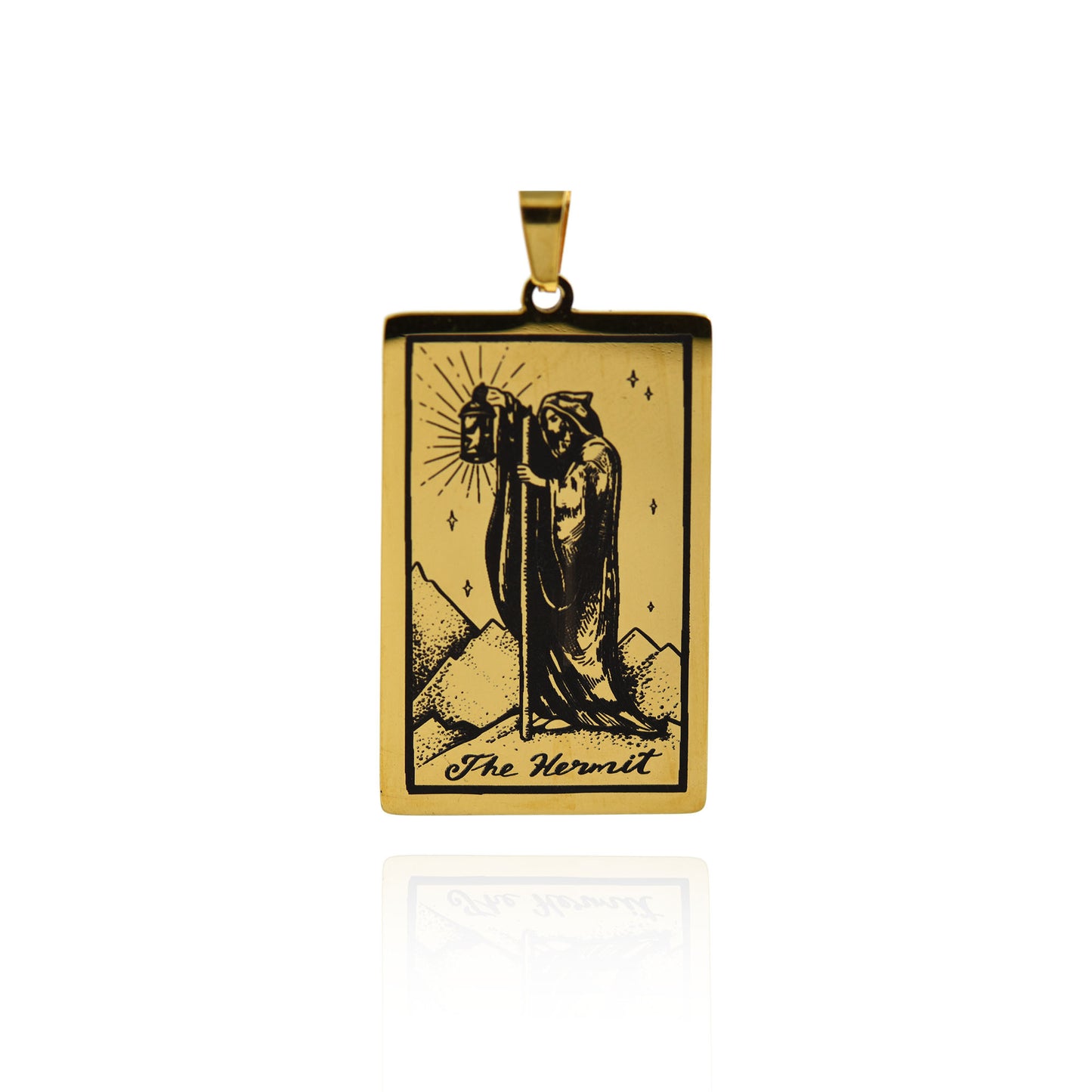 Stainless Steel Tarot Card Necklace Pendant 24x46mm [Gold]