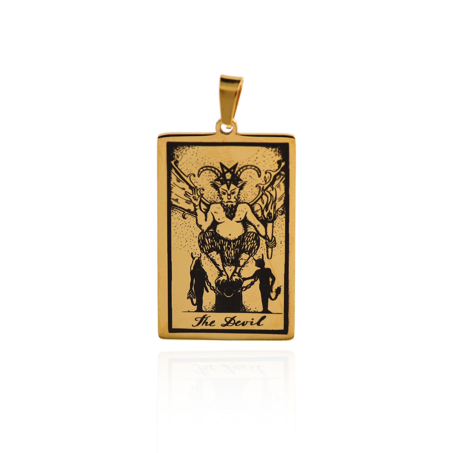 Stainless Steel Tarot Card Necklace Pendant 24x46mm [Gold]