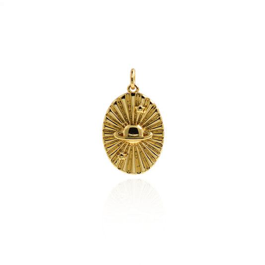 Turkish Style Evil Eye Charm,18k Gold Filled Round Protective Pendant 22.5x15mm