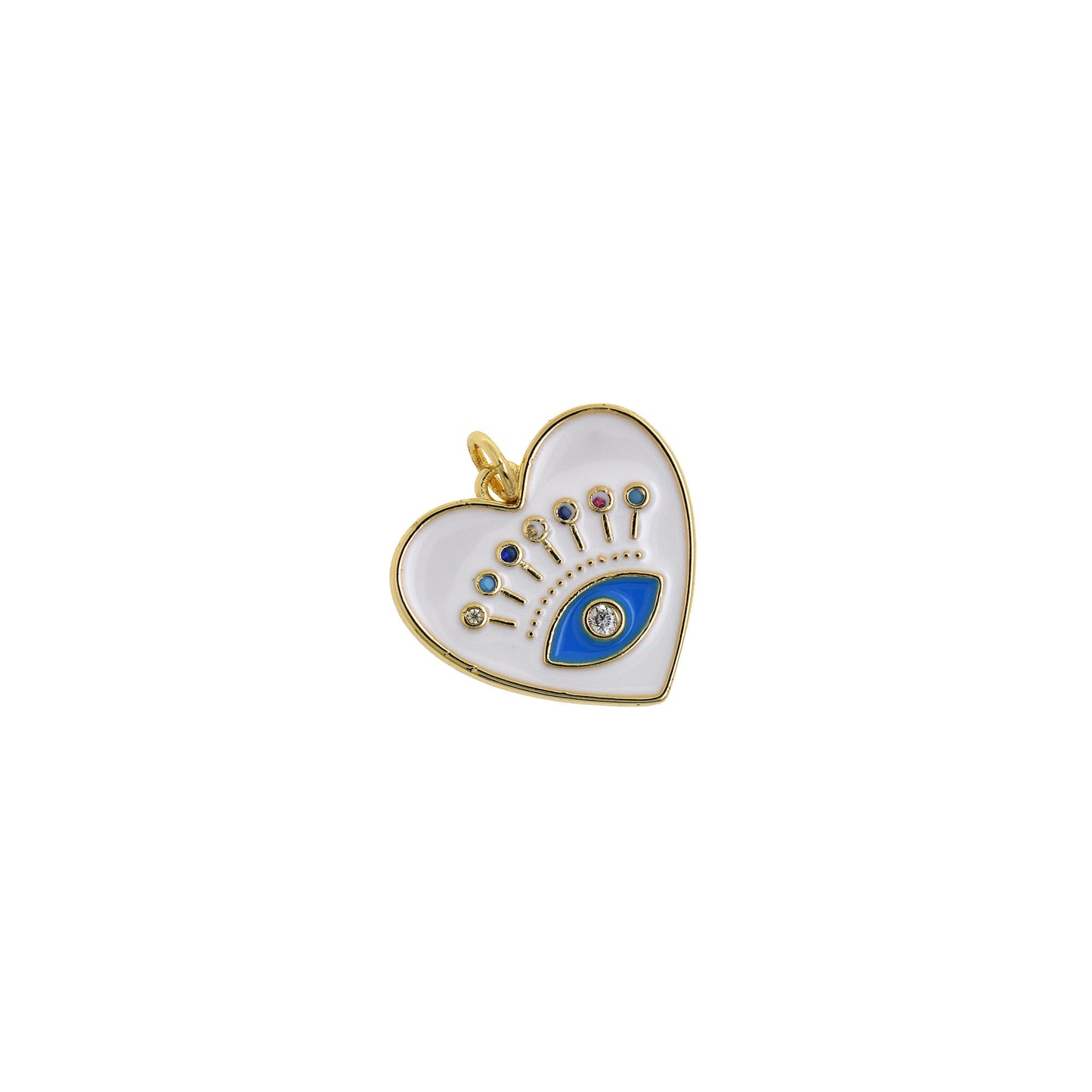 Fine Enamel Heart Shape Evil Eye Necklace Charm,18k Gold Filled Love Heart Pendant 20.5 x19mm