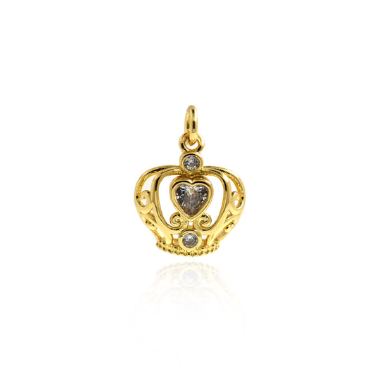 18K Gold Filled Crown Pendant Charm 15x14mm