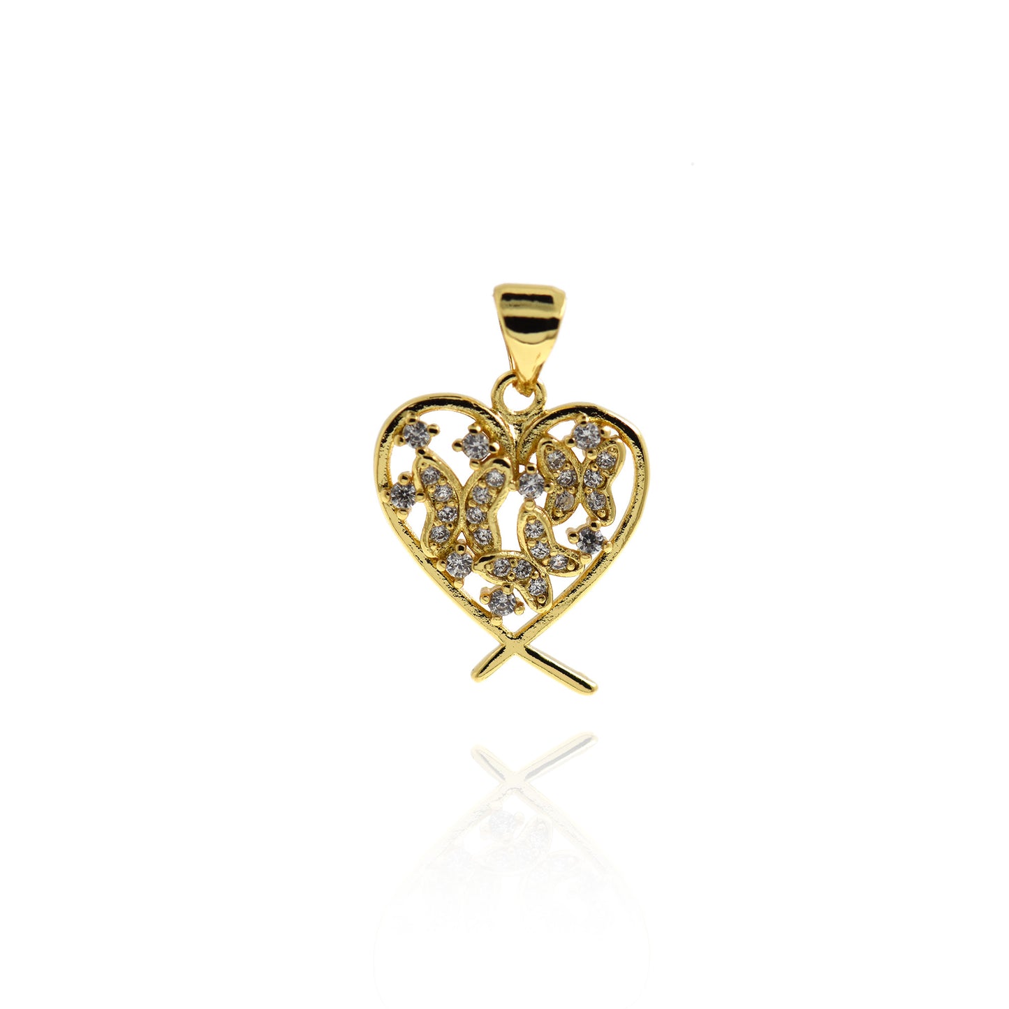 18k Gold Filled Heart-shaped Butterfly Pendant 18.5x15.5mm