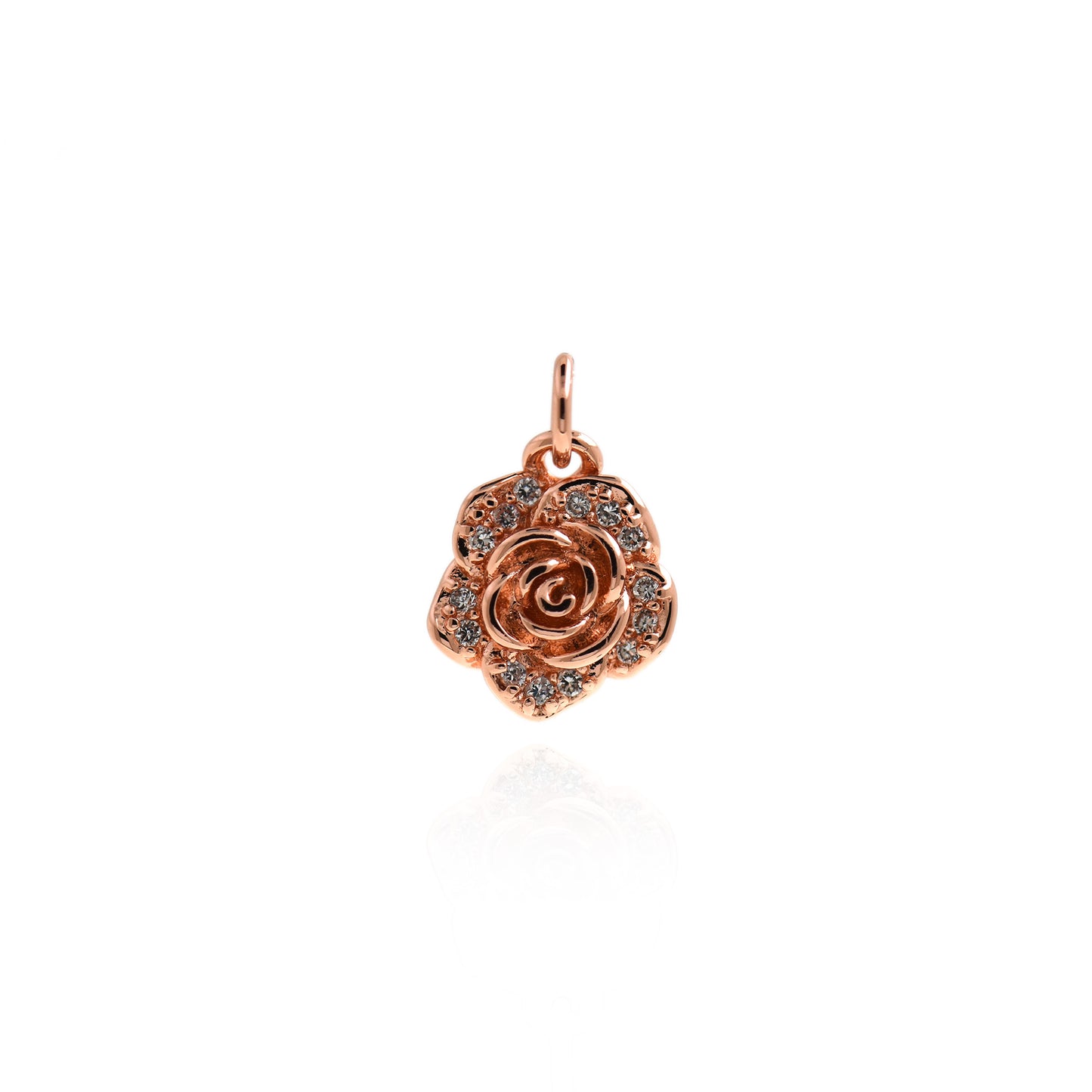 Golden Rose Pendant, 18K Gold Filled Plant Necklace 11x9mm