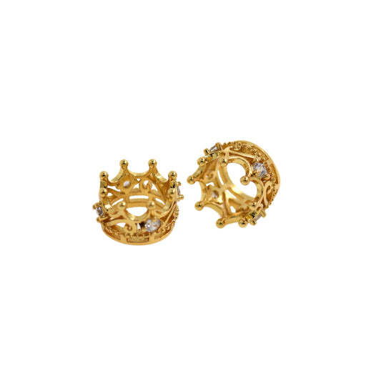 18k Gold Filled Dainty King's Crown Charm In Micro Pave Settings 10.5x7mm