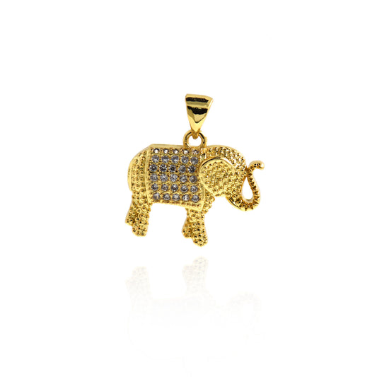 Exquisite 18kGold Elephant Pendant-Good Luck Lucky Necklace Charm 19x16.5mm