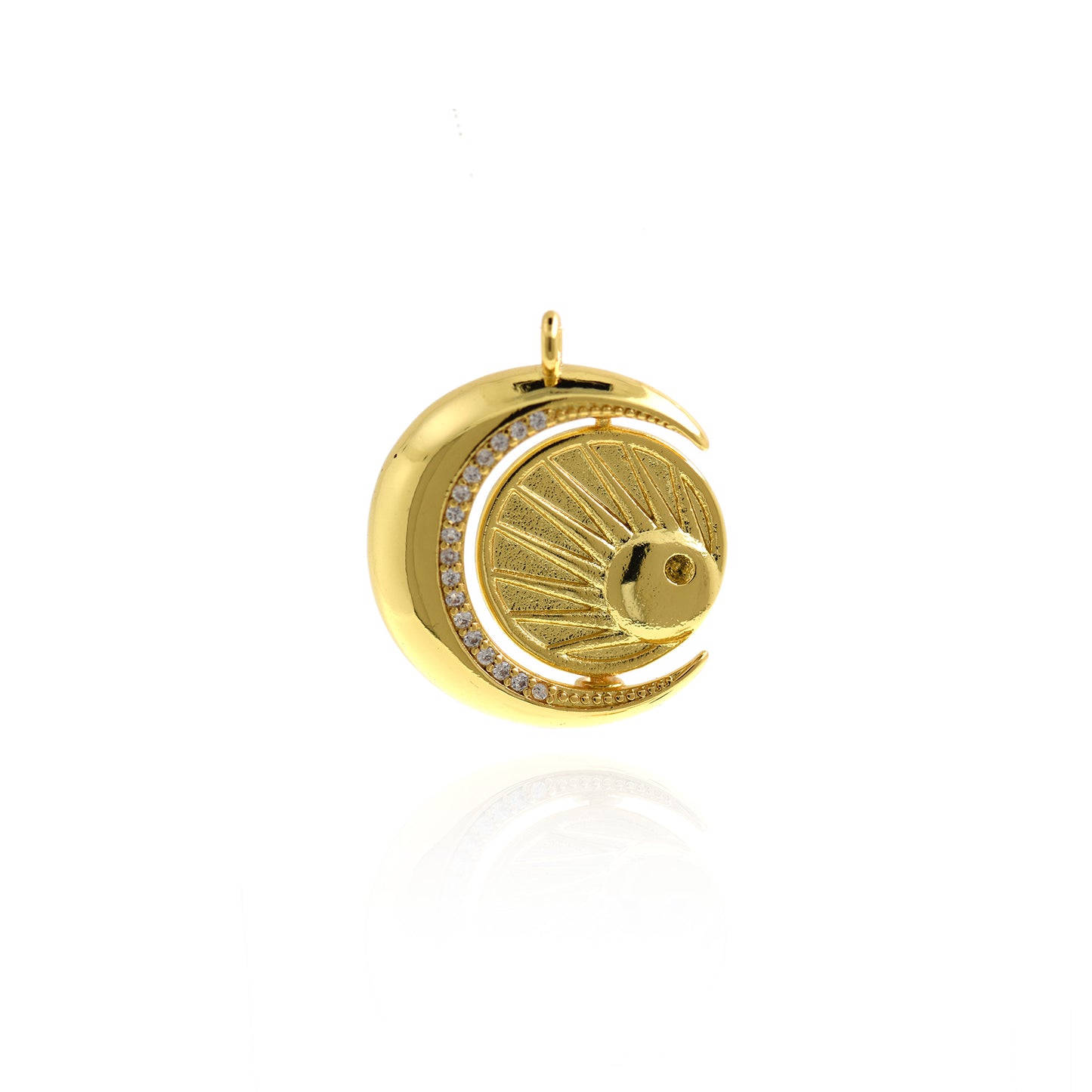 Fine 18K Gold Filled Moon Pendant, Moon Charm 23mm