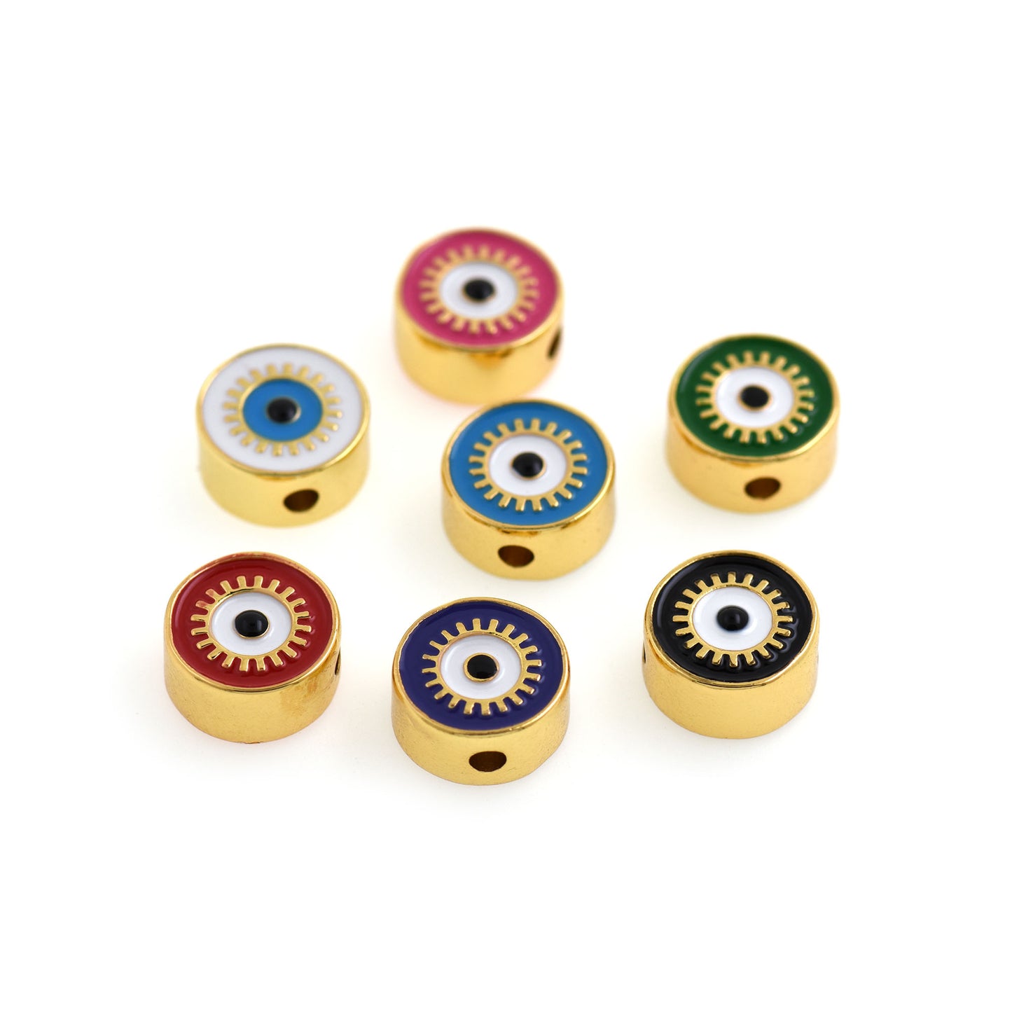 Evil Eye Beads 18K Exquisite Gold Filled Eye Spacer Beads 12x6mm