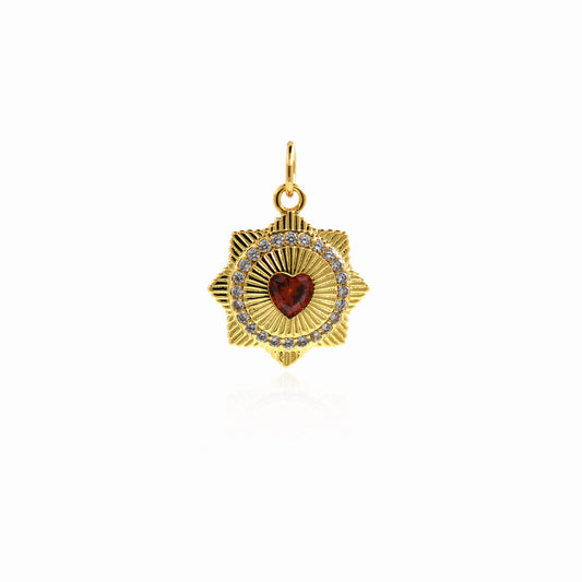 Crystal Gem Heart Pendant Gradient Zircon Crystal Heart Pendant 17x15mm