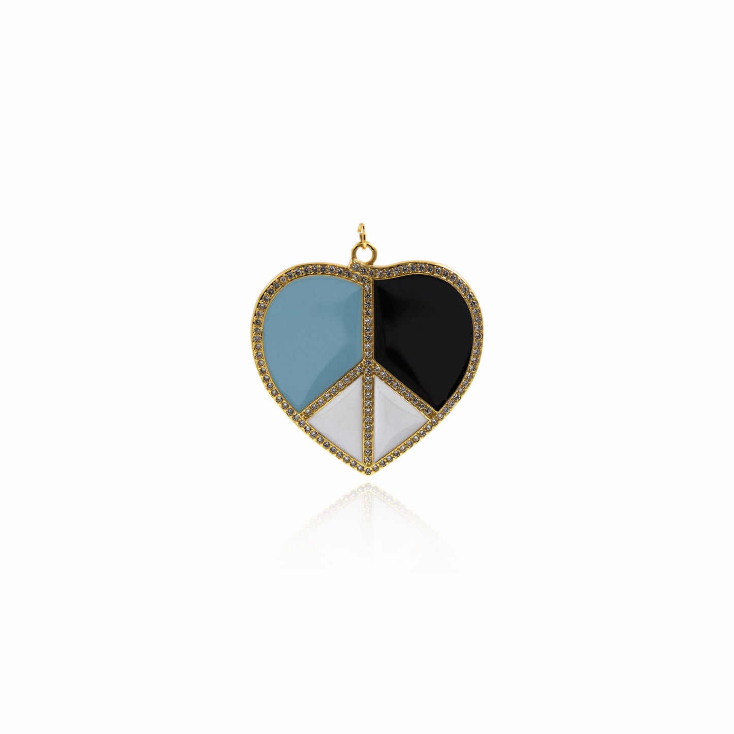 Colorful Enamel Heart Pendant-18k Gold Filled 3-Color Heart 42x40mm