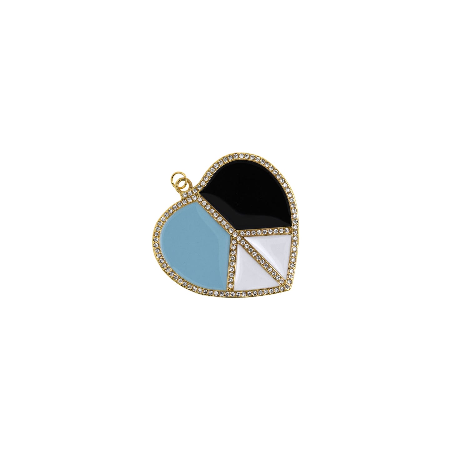 Colorful Enamel Heart Pendant-18k Gold Filled 3-Color Heart 42x40mm