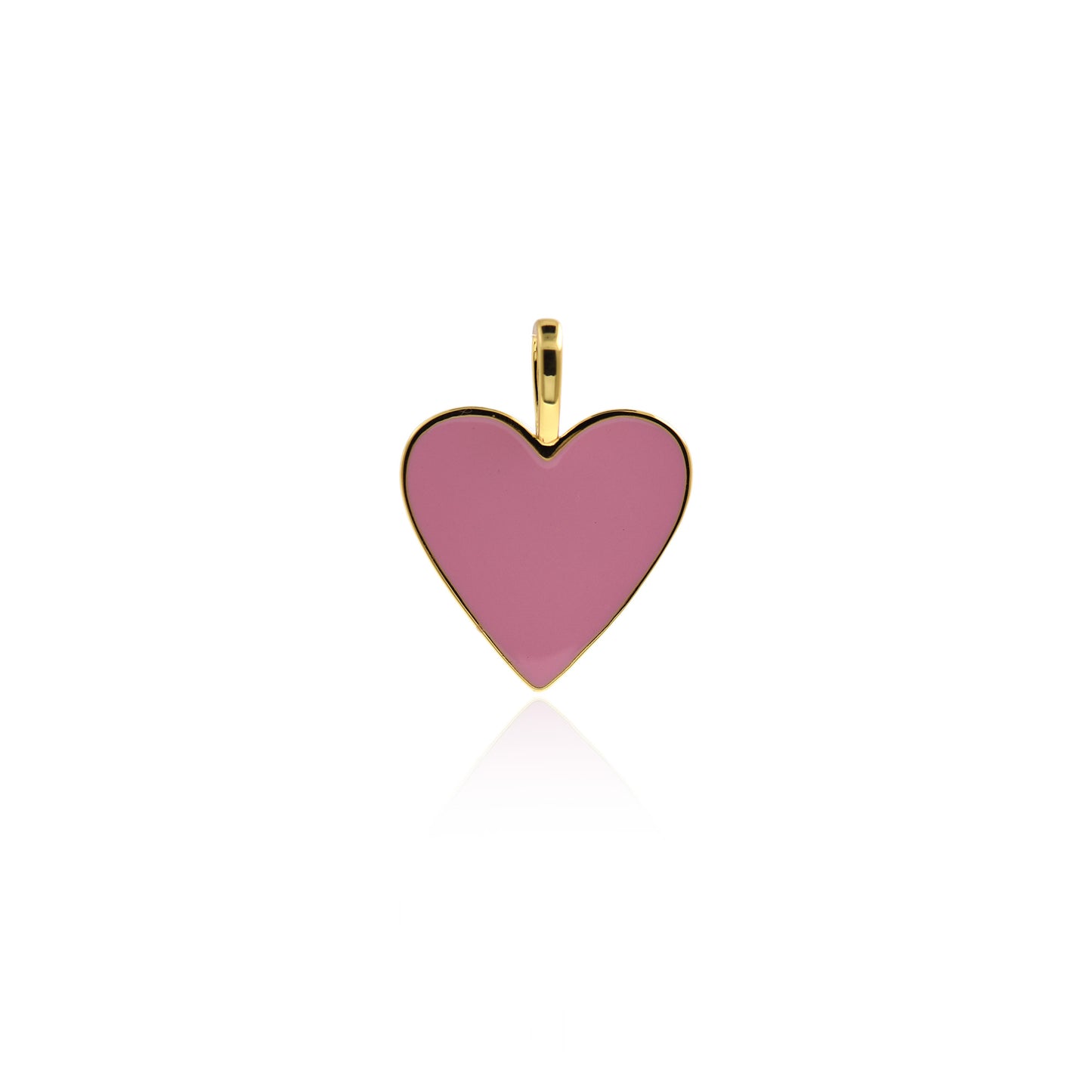 18K Gold Filling Enamel Heart Charm, Lovely Heart Pendant 24.5x19mm