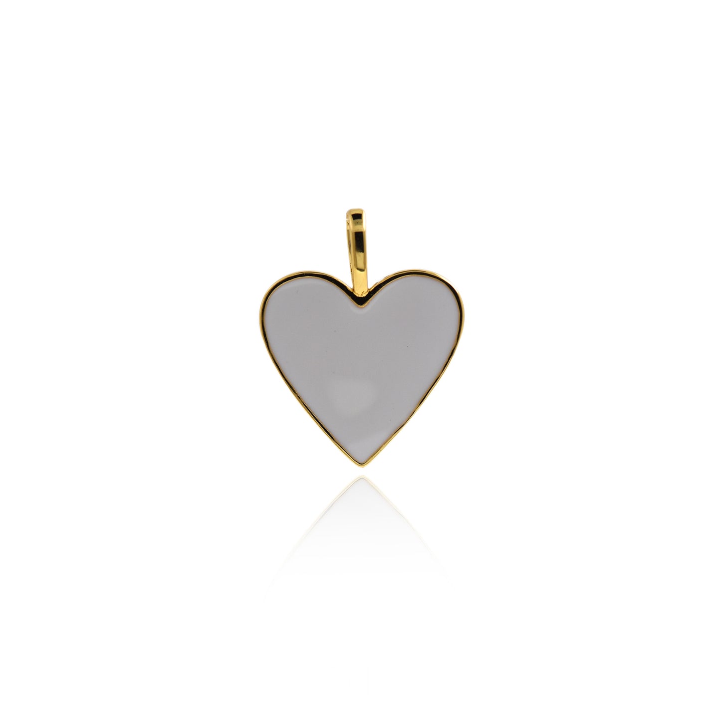 18K Gold Filling Enamel Heart Charm, Lovely Heart Pendant 24.5x19mm