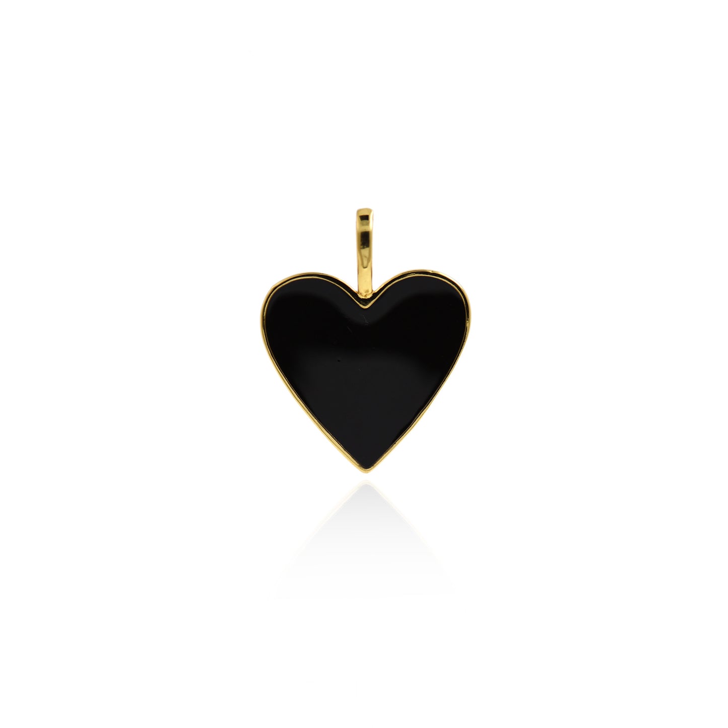 18K Gold Filling Enamel Heart Charm, Lovely Heart Pendant 24.5x19mm