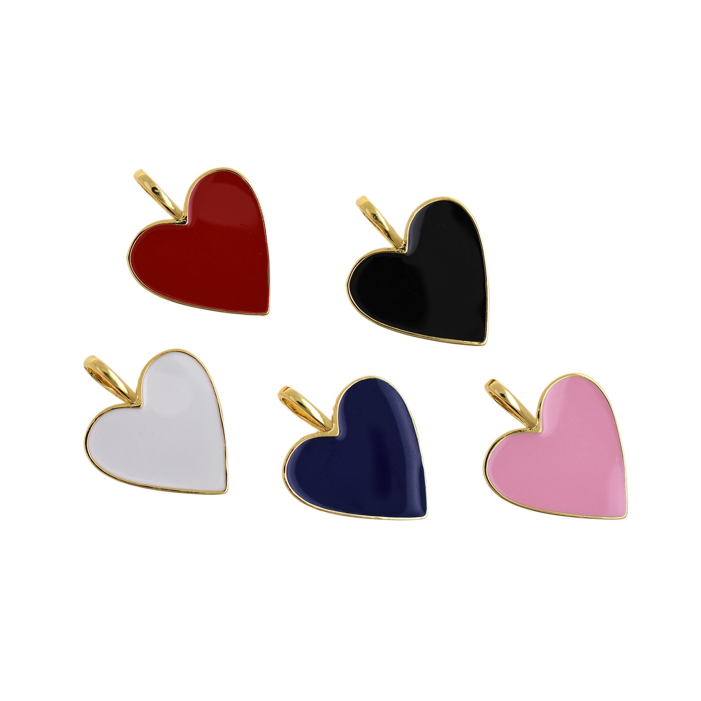 18K Gold Filling Enamel Heart Charm, Lovely Heart Pendant 24.5x19mm