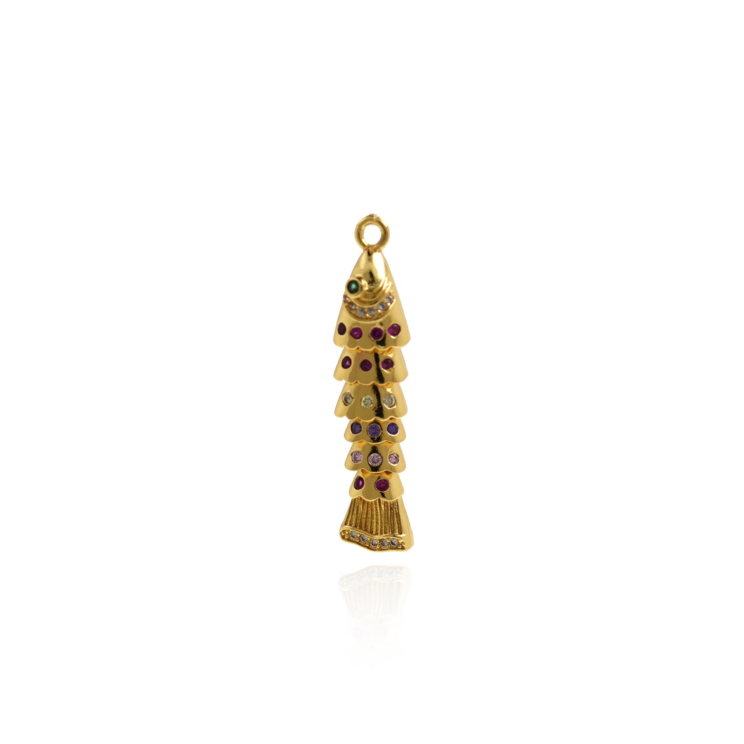 Gold Vermeil Style Fish Pendant 34x8mm