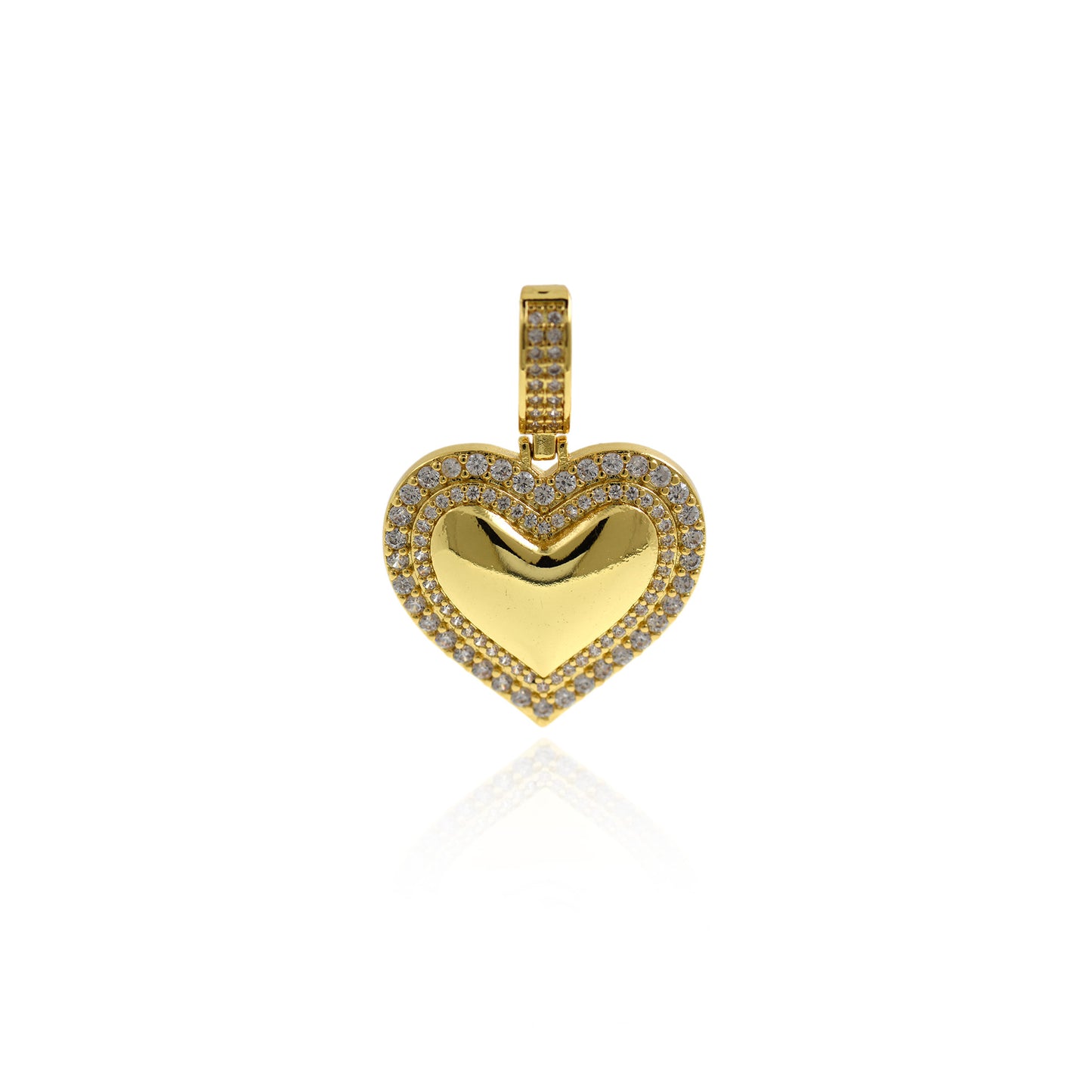 18K Gold Filled Micro-Pave Heart Pendant 35x25mm