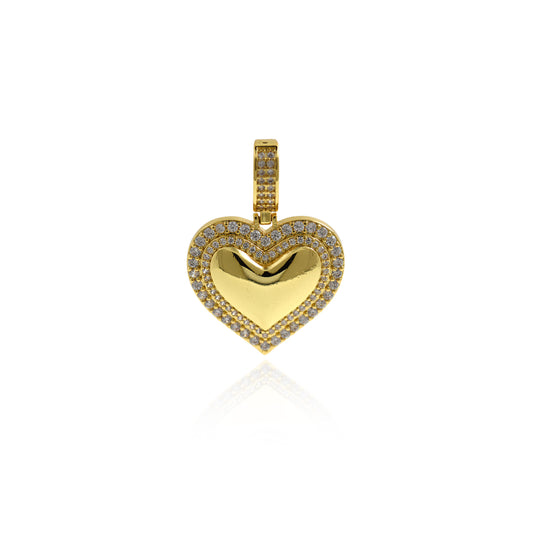 18K Gold Filled Micro-Pave Heart Pendant 35x25mm