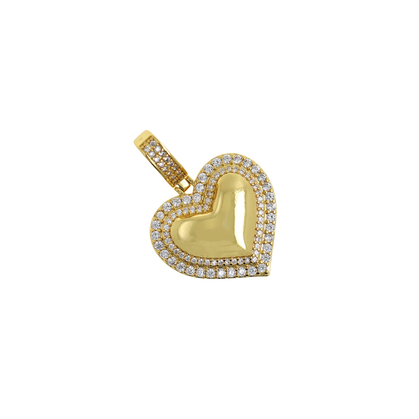 18K Gold Filled Micro-Pave Heart Pendant 35x25mm