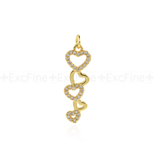 Exquisite Heart-Shaped Necklace Pendant 28.5x9mm