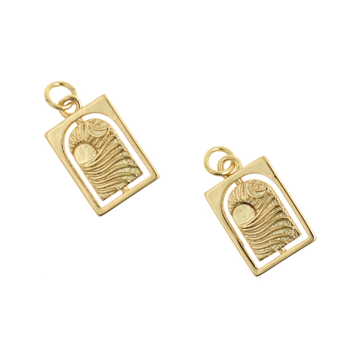 18K Moon and Sun Necklace Pendant, Mother Nature Necklace,18x11.5mm