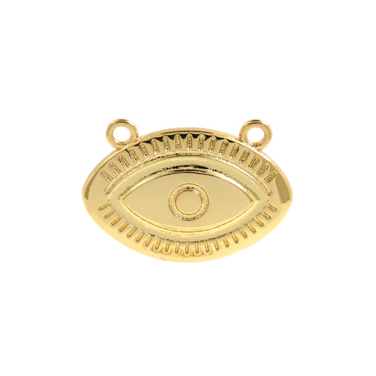 18K Minimalist Evil Eye Connector, Evil Eye Amulet 20x14.5mm